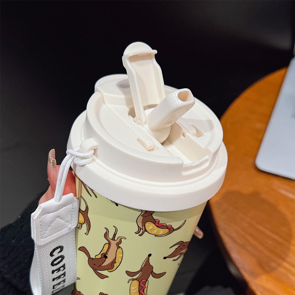 Abstract Pet Weiner Dog Texture Coffee Cup, Portable Dual Drink Insulated Mug, Keeps Warm/cold, Stylish, Office, Travel, Outdoor Essential