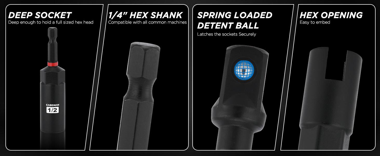 CASOMAN 55-Piece Magnetic Nut Driver Set for Impact Drill Deep & Shallow Metric & SAE Includes Screwdriver Bits Bit Extension Bar Socket Adapters & Wing Nut Driver Tool Box #TikTokShopBlackFriday