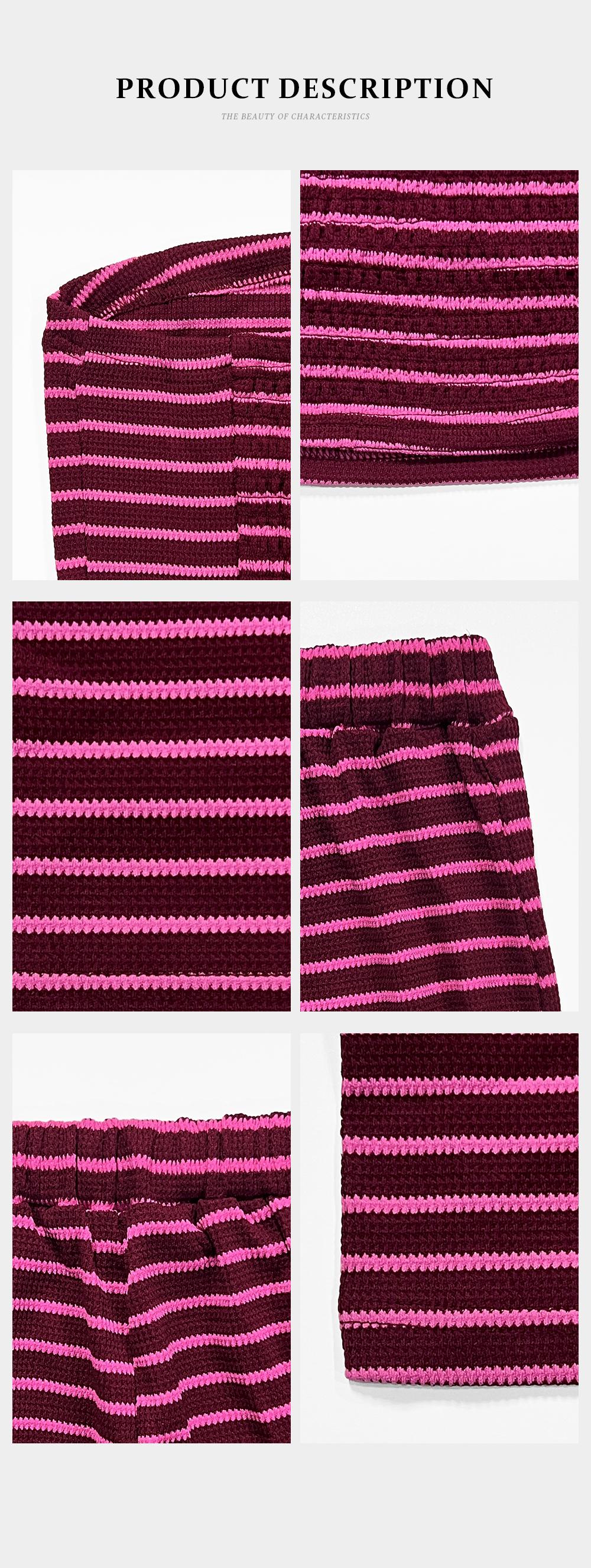 KatchMe Women's Chic Color Matching Stripe Slim Tube Top & Low-Rise Wide Leg Trousers Co-ord, Soft Spring & Summer Holiday Outfits, Comfortable Womenswear