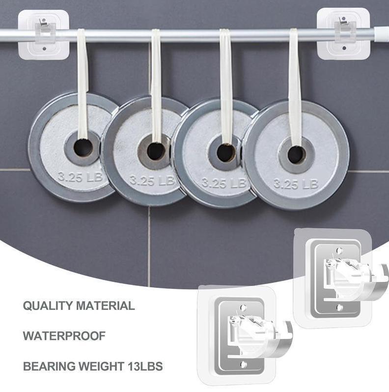 10 Pack No Drill Curtain Rod Brackets, Holding Up to 17 lbs, PET Self Adhesive Curtain Rod Holders, Adjustable Nail-Free Curtain Rod Hooks for Bedroom Bathroom and Living Room Organiser Set Set