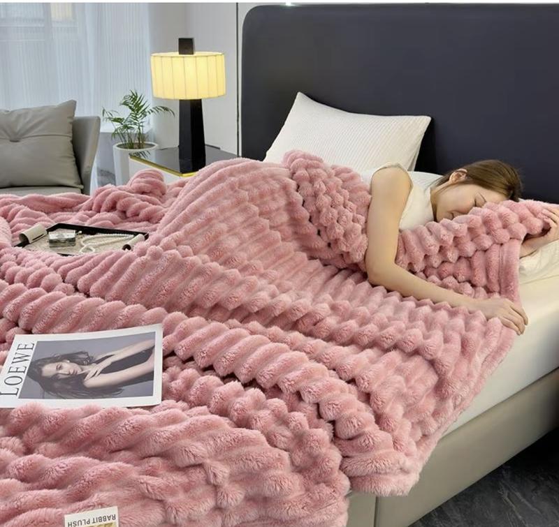 Luxurious Faux Rabbit Fur Throw Blanket - Soft, Warm & Cozy for Couch, Bed, Office, and Travel - Versatile All-Season Gift,Ideal for Bed,Couch, Travel,Camping, All Seasons,Home Bedroom Decor Plush Outdoorfun,Summer Aesthetic