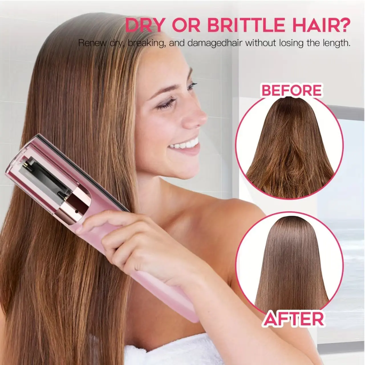 Fork trimmer, wireless hair clipper for women, cordless automatic fork end remover, USB charging portable, used for caring for damaged hair, removing split and broken hair, daily use of hairdressing tools, repairing hair care, razors, Mother's Day gifts