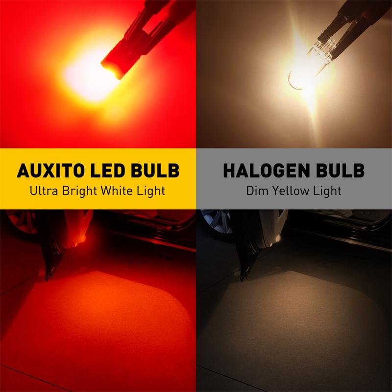 AUXITO 194 LED Bulbs 6000K White/Red/Yellow, Super Bright 1:1 Size, License Plate Light 168 175 2825 W5W T10 Error Free Car Bulbs for Dome Map Door Courtesy Side Marker Cornering Trunk Light (Pack of 2) Automotive