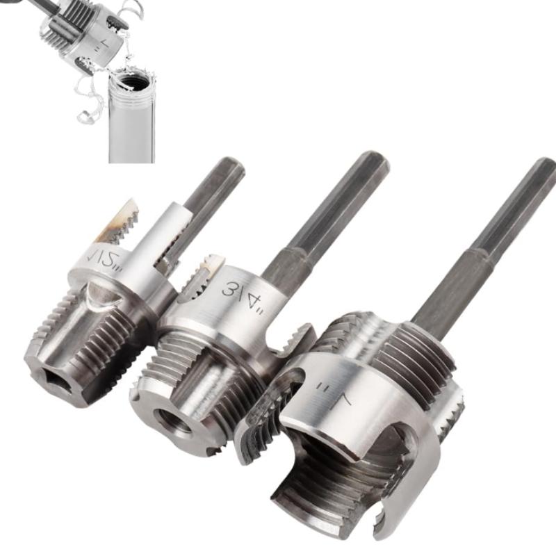 Bestgle Dual Function Pipe Thread Cutting Tool Set, Fits 1/2", 3/4", 1" PVC/polyurethane Pipes, Electric Drill Drive Tube Tap Kit