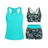 Tempt Me Three Piece Tankini Swimsuits for Women Athletic Bathing Suits Swim Tank Top with Boy Shorts and Bra Modest Swimwear