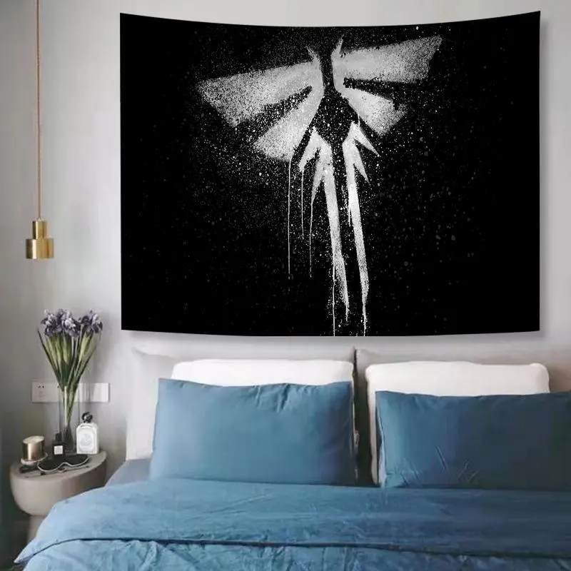 Large The Last of Us Printed Linen-Cotton Wall Tapestry - Artwork Print Tapestries, Hippie Tarot Rug, Solid Color Light Decorative Home Supplies for Dorm, Bedroom