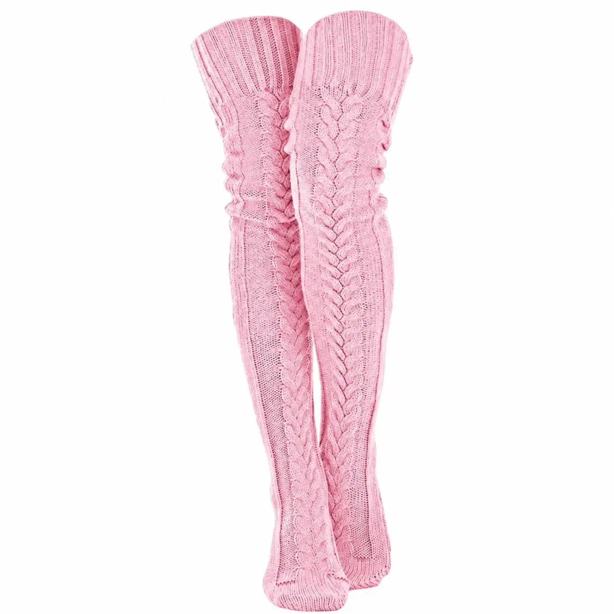 Women’s Extra-Long Thigh-High Fleece-Lined Socks for Winter — Soft Acrylic Warmth, Non-Slip Sole, Ribbed Knit Texture, Designed to Stay Smooth Under Over-the-Knee Boots, Skirts, and Leggings Without Slipping or Rolling Down