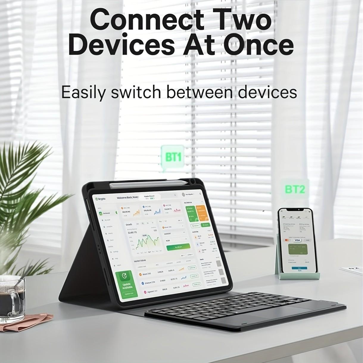 iPad Air 11-Inch Keyboard Case, Compatible with M3/m2, iPad Pro 11-Inch Gen2022, Multi-Touch Board, Pen Holder, Detachable Design