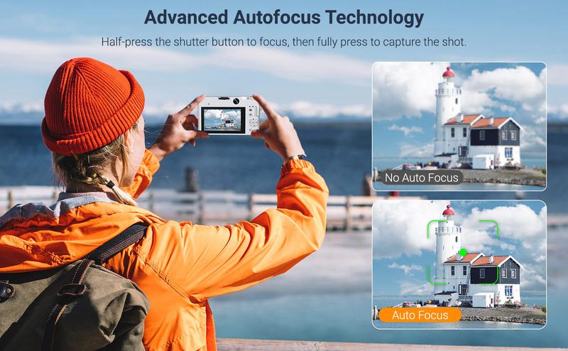 4K Digital Camera, 75MP Dual Cameras for Photography, 18X Digital Zoom Video Vlogging Camera, Autofocus Point Shoot Cameras, Compact Travel Camera with 3.0" Screen, 32GB Memory Card, 1 Battery, 1 Tripod, Perfect for Photography Beginner