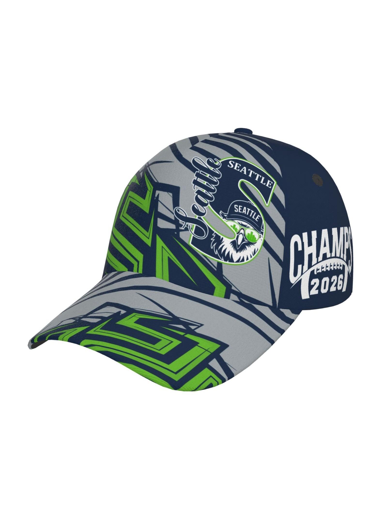 Seattle Logo Baseball Hat Unisex, Vintage Tricolor Decorative Hat, Adjustable Neutral Game Day Hat, Perfect for Fans, Players, Supporters