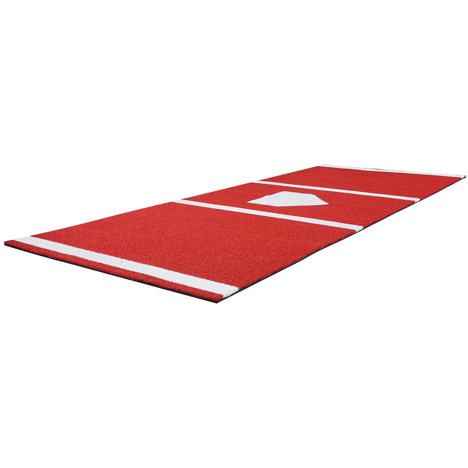 fathersdaygift VEVOR Baseball Hitting Mat, 10x3.8 ft Batting Cage Mat, Batters Box Turf Mats, Softball Batting Practice Equipment with Home Plate and Anti Fade Turf, Portable Training Aid for Indoor Outdoor, Red