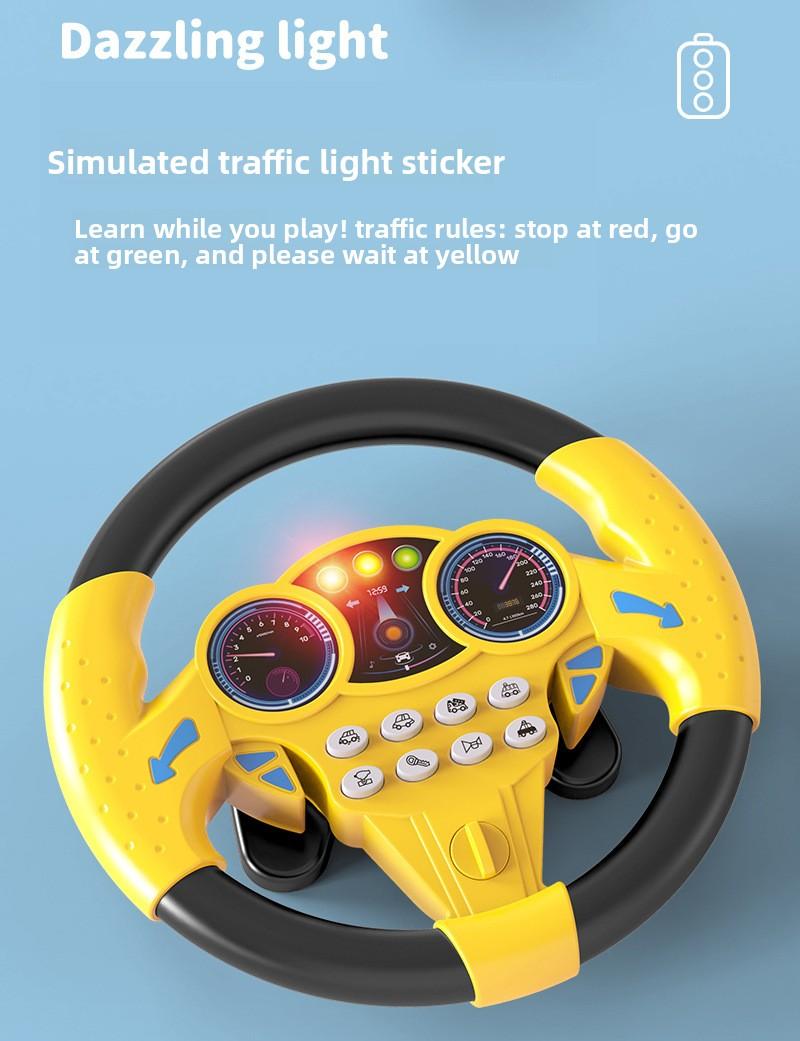 New children's simulated co-pilot music steering wheel, early education enlightenment fun toy, large suction cup base for free attachment, children's gift, holiday gift, Christmas gift, New Year's gift