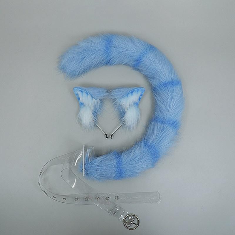 Tiger Spot Cat Ears Furry Tail Women Girls Lolita Animal Ears Hair Hoops Plush Tail Cosplay Costume Accessories