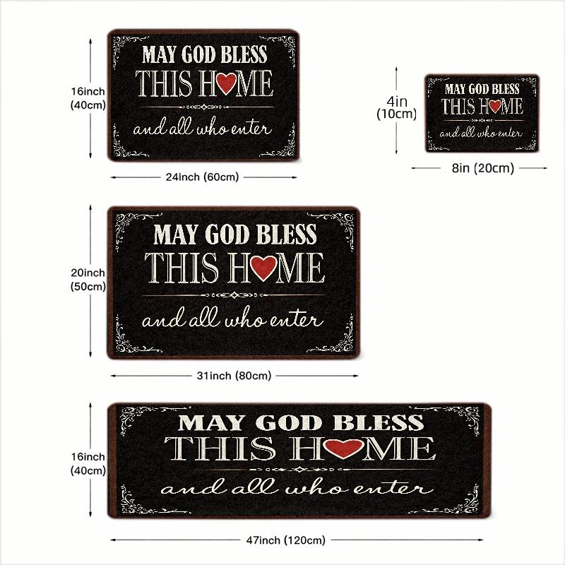 God Bless This Home Christian Inspirational Doormat Flannel Surface Non Slip Rubber Backing Durable Machine Washable Multipurpose Floor Mat Ideal For Indoor Living Room Bedroom Office Bathroom Balcony Corridor Outdoor Porch Home Decor Non-Slip Treads