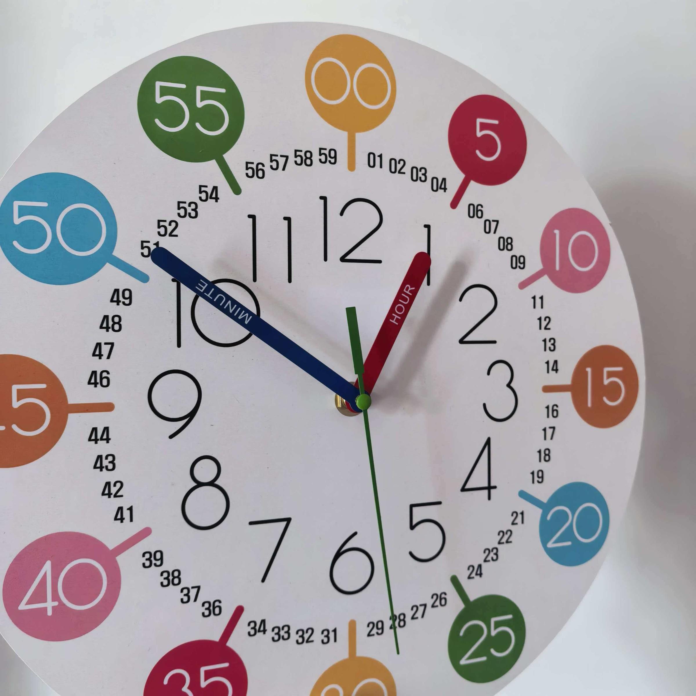 Digital Cognitive Wall Clock, Multicolor Number Disk Design, Ideal Home Office Decor, Educational Time Clock for Classroom Family Office Use