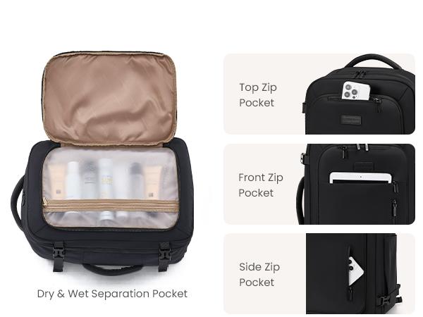 LOVEVOOK 40L-50L Large capacity Carry-On Travel Waterproof Backpack-TSA Approved Personal Item,Built-in Garment Bag & 3 Packing Cubes,Airline Friendly for Hiking/Overnight/Weekend,TikTokShopSpringStatements