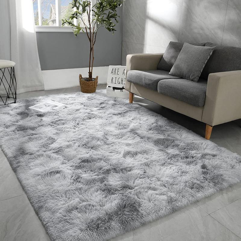 Ultra Soft Silk Wool Solid Color Flocking Carpet, Long Hair Rug for Living Room Coffee Table Bedroom Window Seat Home Bedside Mat Floor Pad, Shaggy Fuzzy Rugs