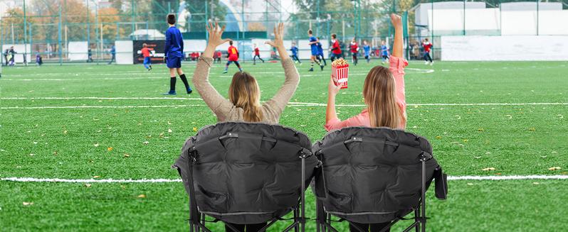 Lilypelle Oversized Heated Camping Chair, 3-Heat Level Padded Lounge Chair, Portable Round Moon Saucer Folding Chair for Camping, Patio & Lawn – USB Powered, No Battery Included