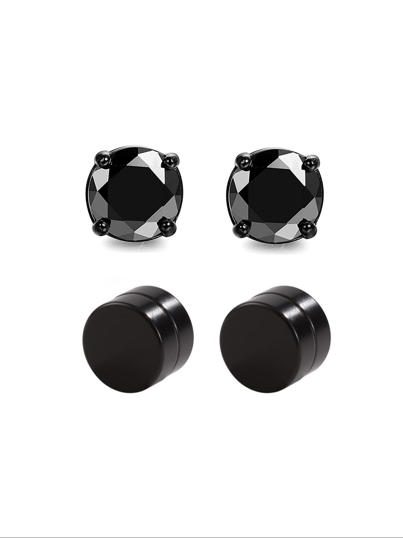 4pcs Classic Round Magnetic Ear Cuffs, Fashionable Simple Zircon Earrings, Pain-Free Wear, Unisex Jewelry, Daily Accessory