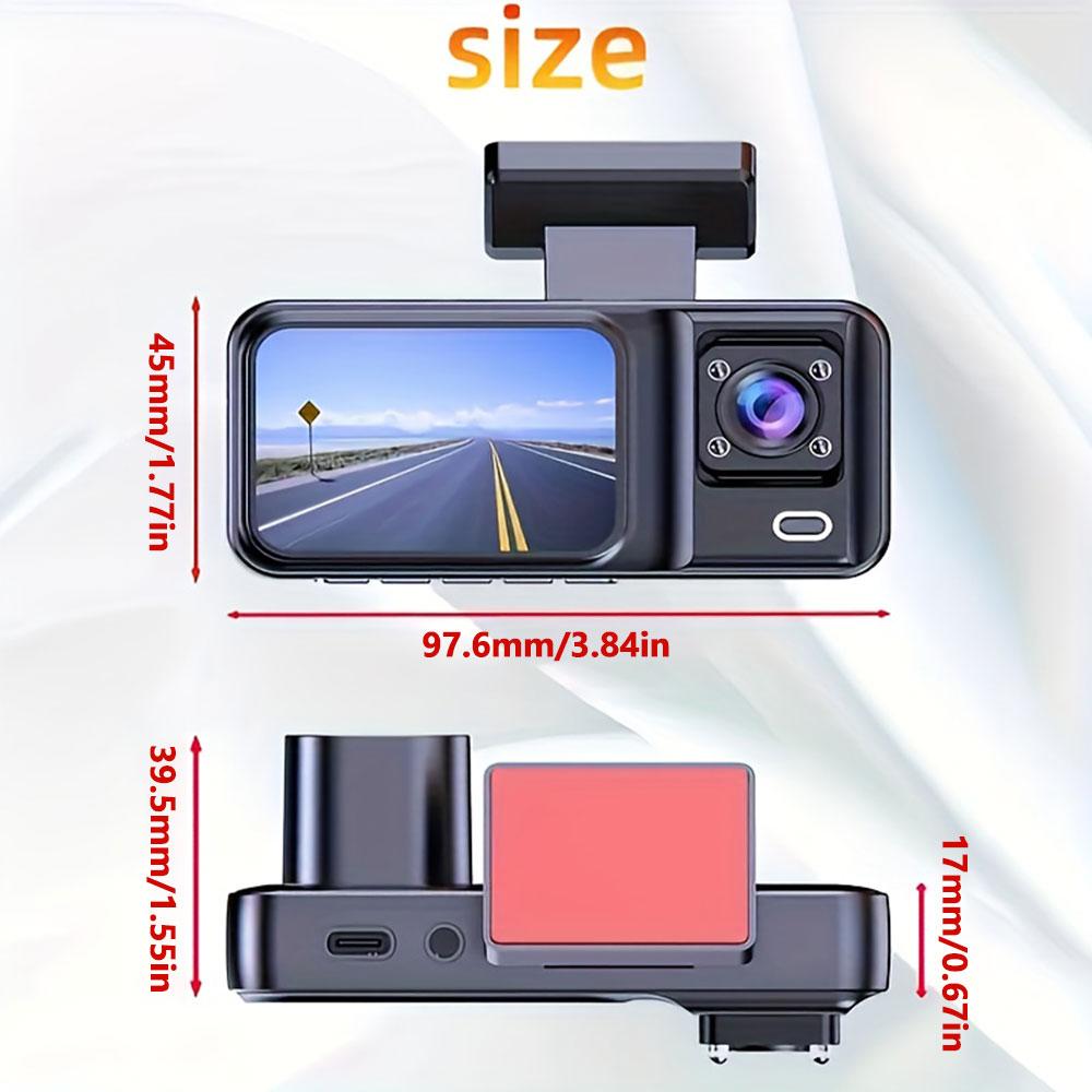 Infrared Night Vision Car Dvr (2/3 Channels) with Rear Camera, HD Loop Recording, Vehicle Backup Monitoring System, Safety Driving, Car Dash Cam