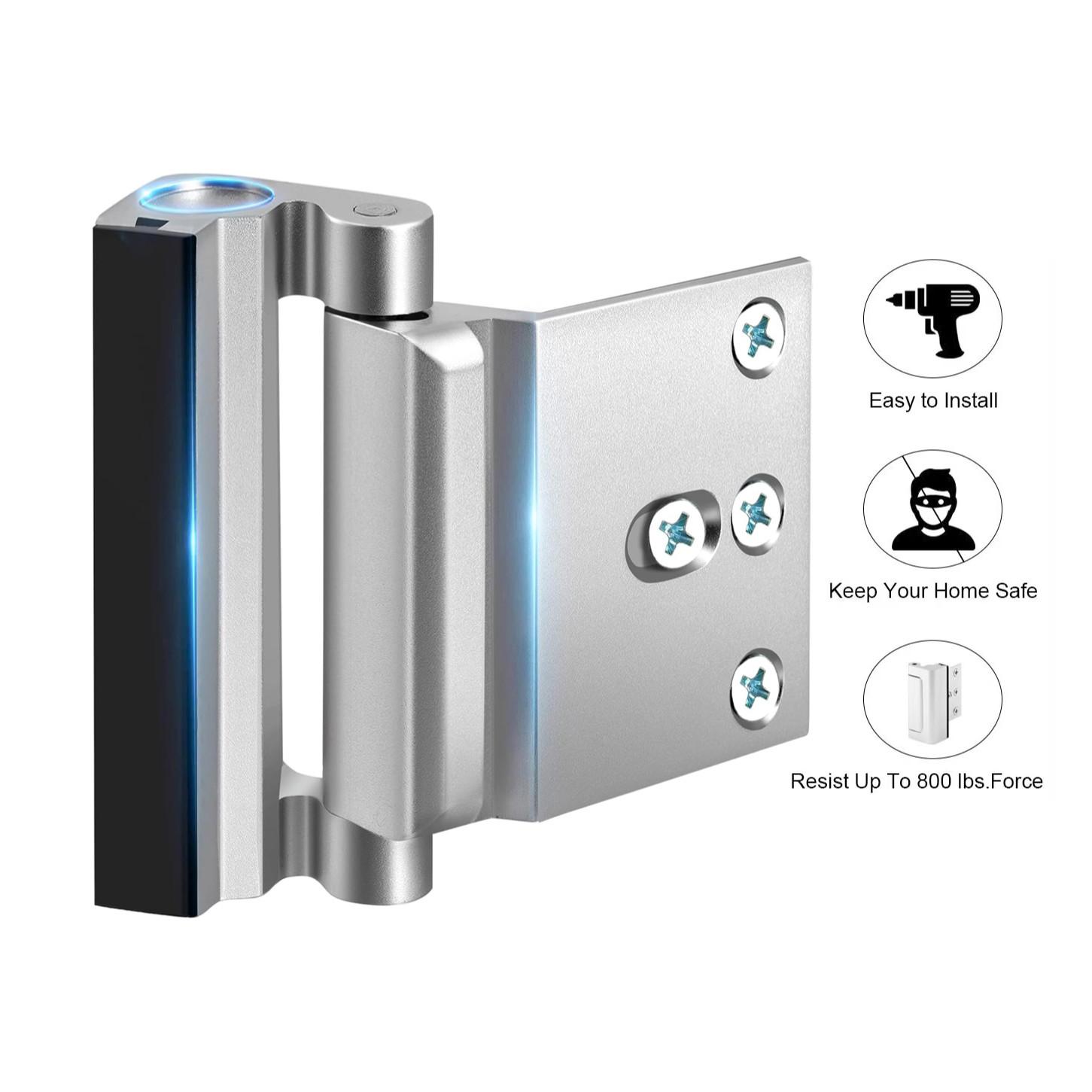 Home Safety Door Reinforcement Lock, Child Safety Lock for Inner Opening Front Door, 800 Lbs Pull Force, Bedroom Use, 8 Screws Included