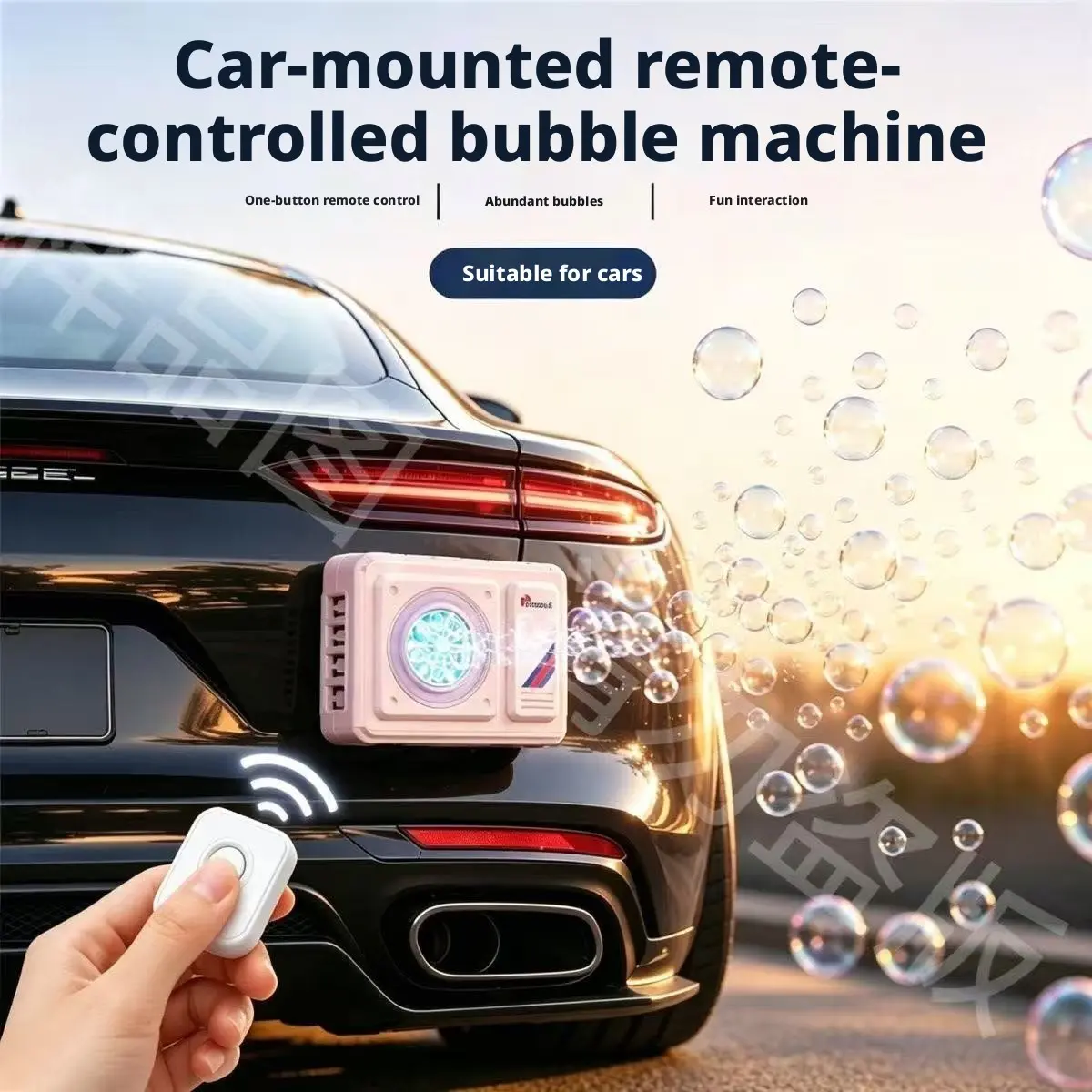 Mini Air Conditioner Outdoor Machine Bubble Maker, Remote Control Automatic Bubble Blower, Car Motorcycle Rear Trunk Decorative Ornament, Vehicle Modification Toy