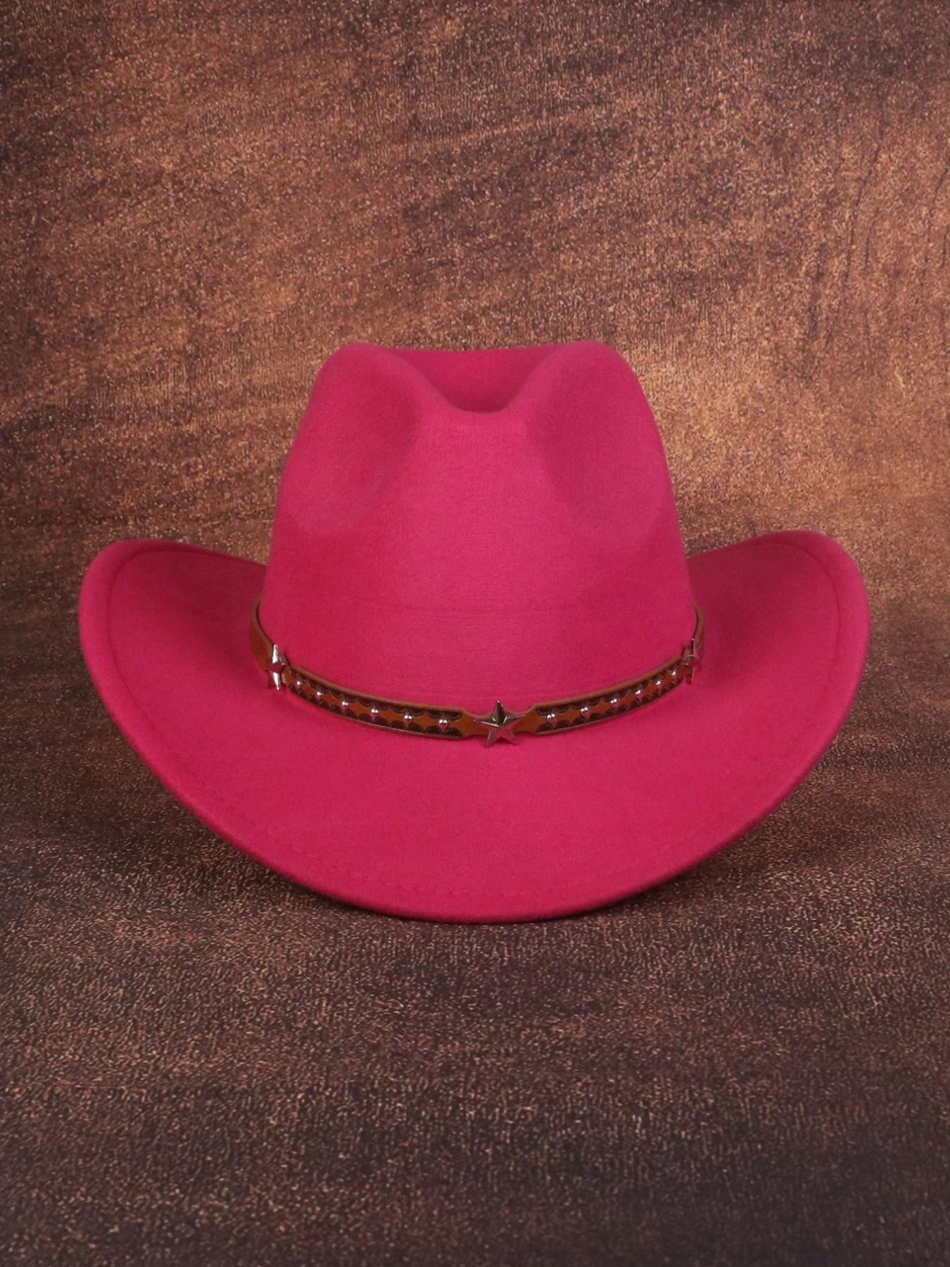 Western Cowboy Hat with Retro Star Belt, Perfect Gift for Women, Sun Protection, Polyester, Ideal for Outdoor, Casual, Stage, Birthday, Party
