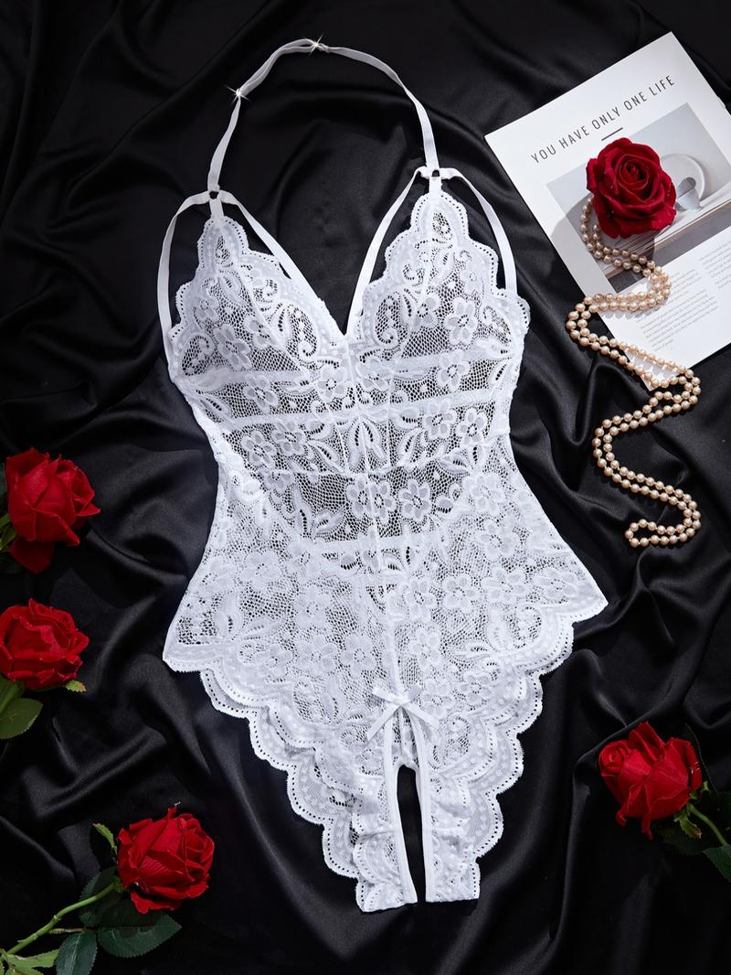 Women's Solid Color Sexy Lace Body Suit Lingerie Bodysuit, Fashion Comfy Breathable Lingerie for Daily Wear, Women's Lingerie for All Seasons