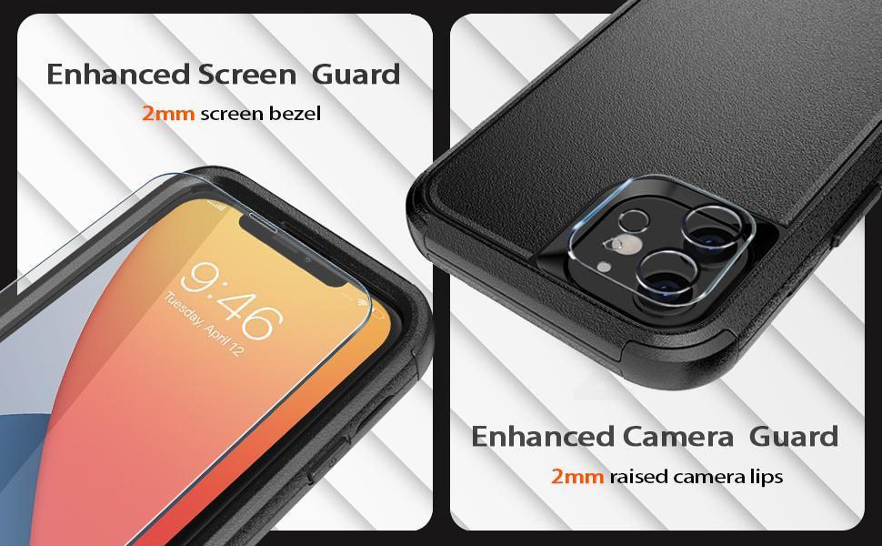 Diverbox for iPhone 11 Case [Shockproof] [Dropproof] [Tempered Glass Screen Protector],Heavy Duty Protection Phone Case Cover for Apple iPhone 11 (Black-3in1)