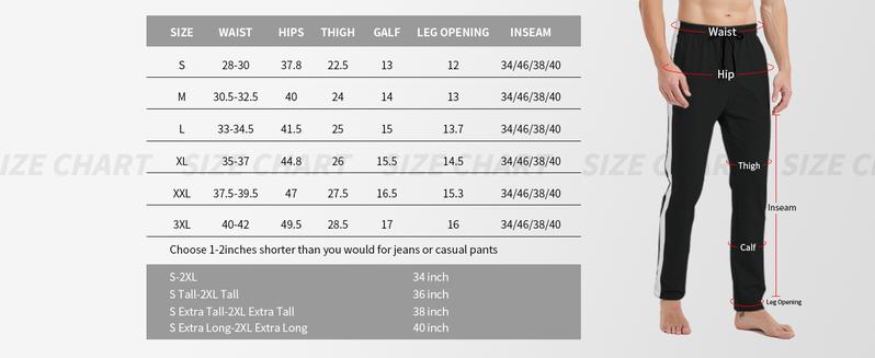 Democare 34/36/38/40 Long Inseam Men's Tall Striped Sweatpants Workout Training Lounge Joggers Pants with Pockets