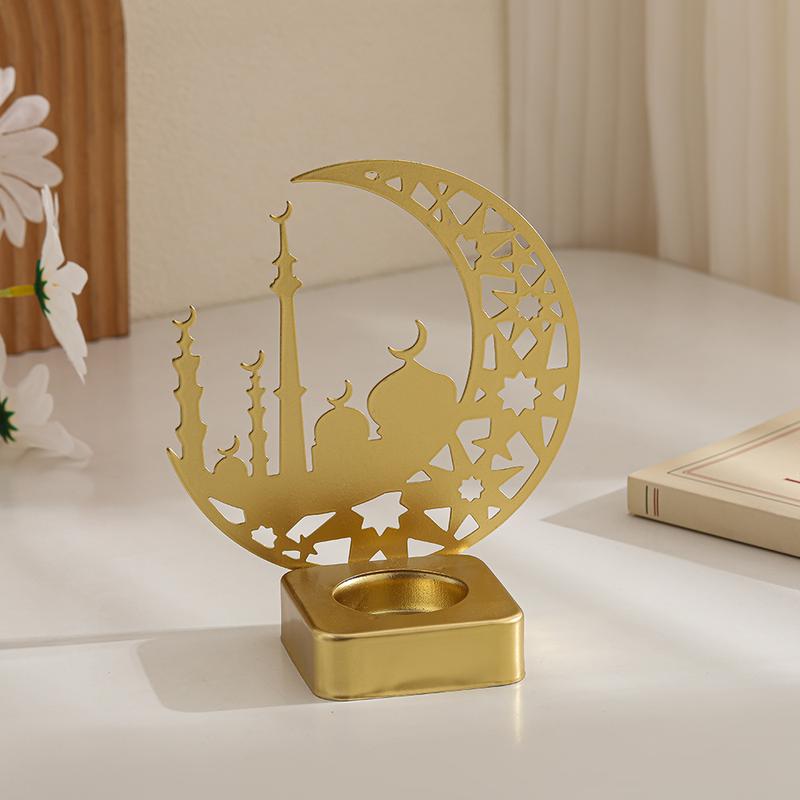 Star Moon Candle Holder, Islamic Mosque Design, Ramadan Desktop Decoration, Festival Atmosphere Decor, 1pc, Candle Stand