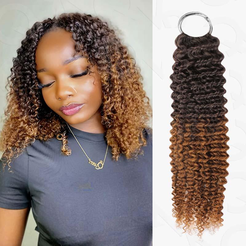 QVR #T2/30 Crochet Hair Small Kinky Curly Machine Made Feather Human Hair Extension