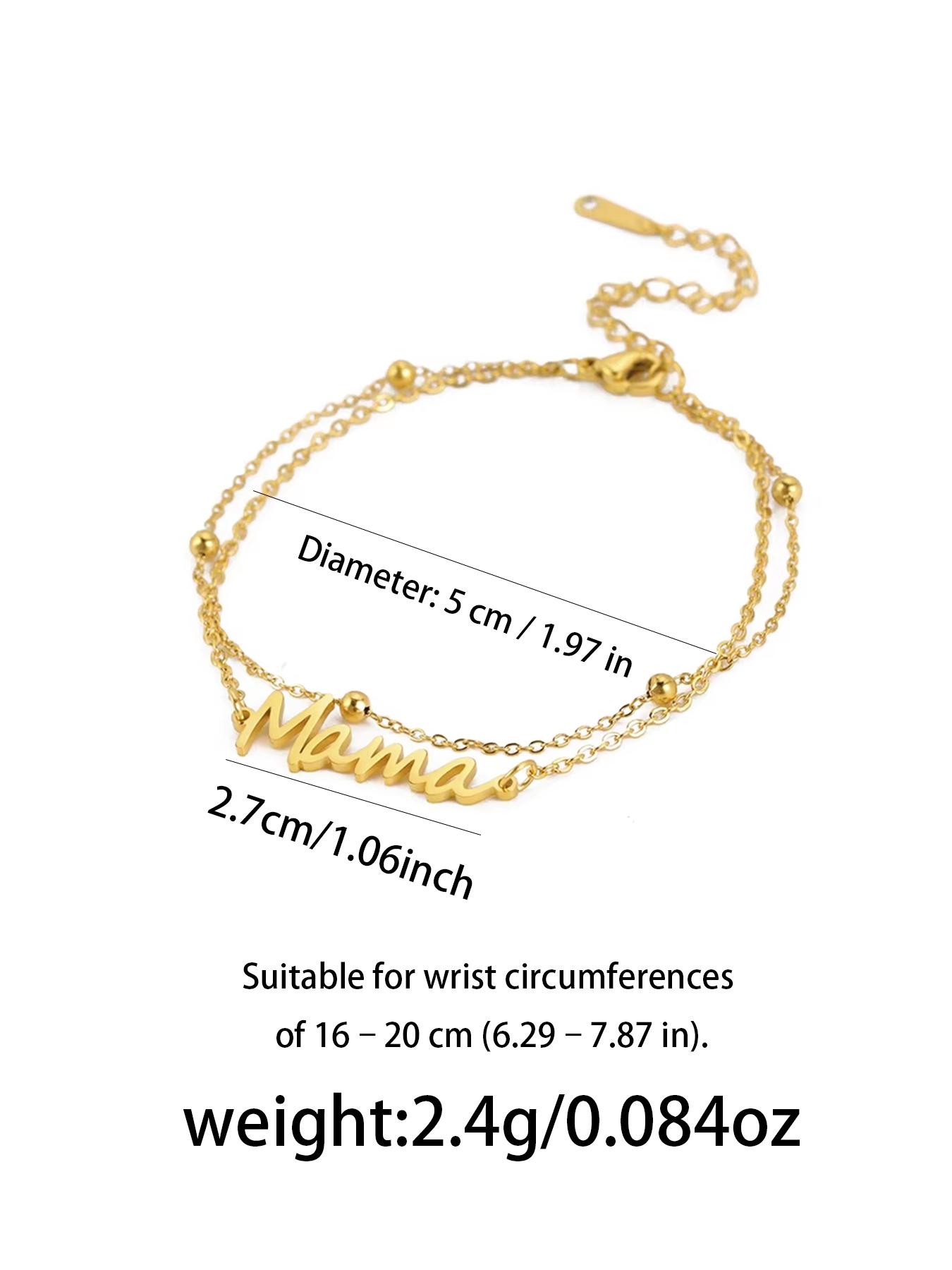 Sky Horizon Alphabet Mom Pendant Bracelet - Stainless Steel Double Layer Beaded Bracelet - A delicate mom bracelet, a gift for new moms, mothers-in-law, stepmothers, mothers, and wives on Mother's Day. Fashion accessory. Mother's Day gift, mom gift.