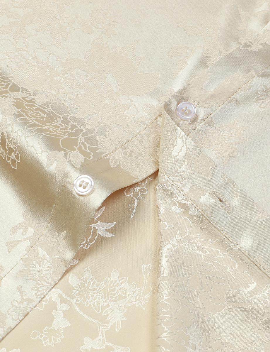 ZEROYAA Men's Shiny Luxury Silk Satin Floral Jacquard Short Sleeve Regular Fit Down Shirt for Party Prom Smooth Casual summer outfits Lapel Neck Button Front ZEROYAA Men's Shiny Luxury Silk Satin Floral Jacquard Short Sleeve Regular Fit Down Shirt for Party Prom Smooth Casual summer outfits Lapel Neck Button Front