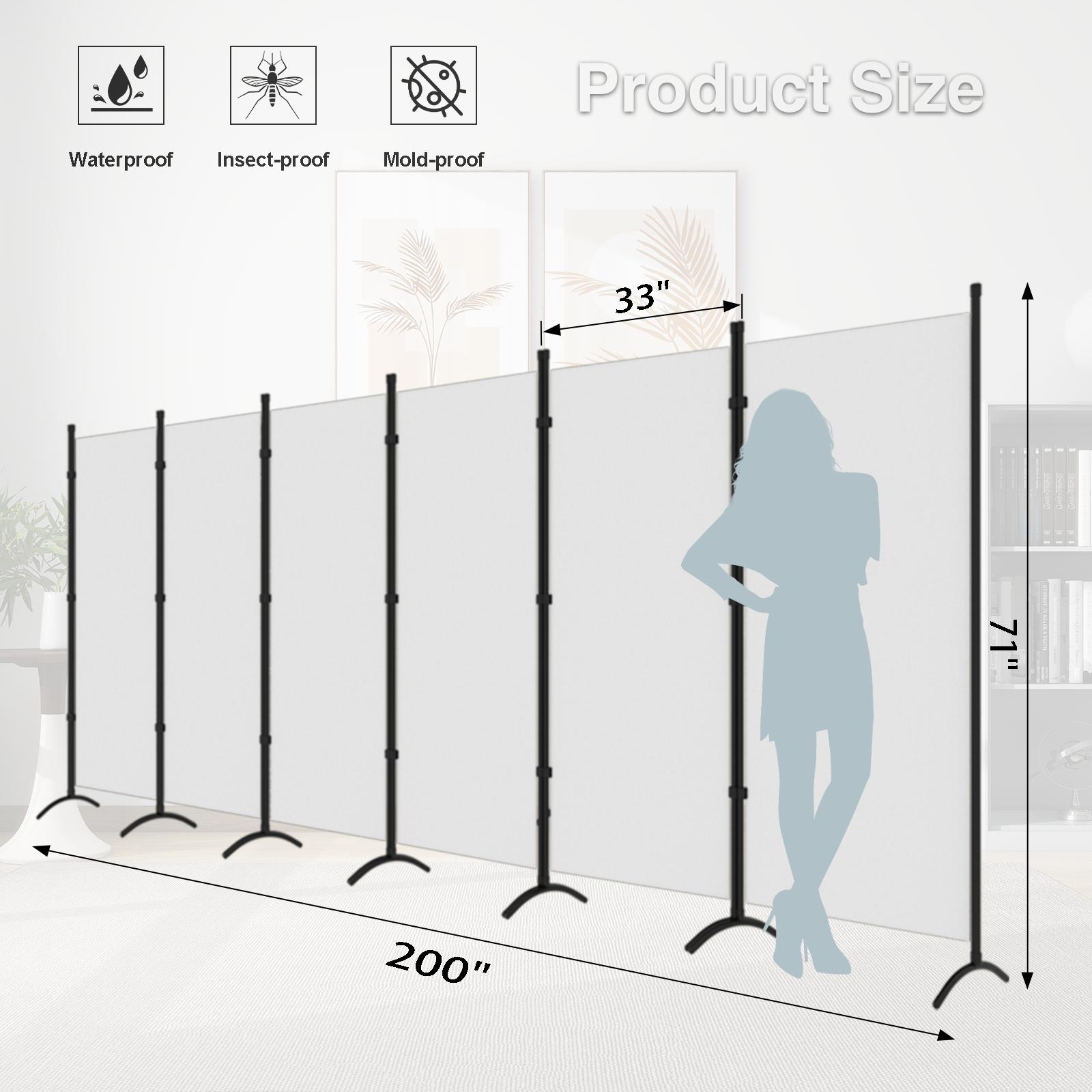 Grezone 6 Panel Partition Room Divider Screen Portable Fabric Panel,Indoor Folding Room Divider for Room Separation,Freestanding Wall Divider for Bedroom