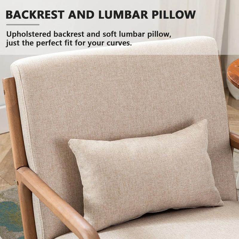 [TikTokShopBlackFriday]Hertford Modern Accent Chair, Comfy Fabric Living Room Chairs with Solid Wood Frame, Lounge Reading Armchair, Easy Assembly