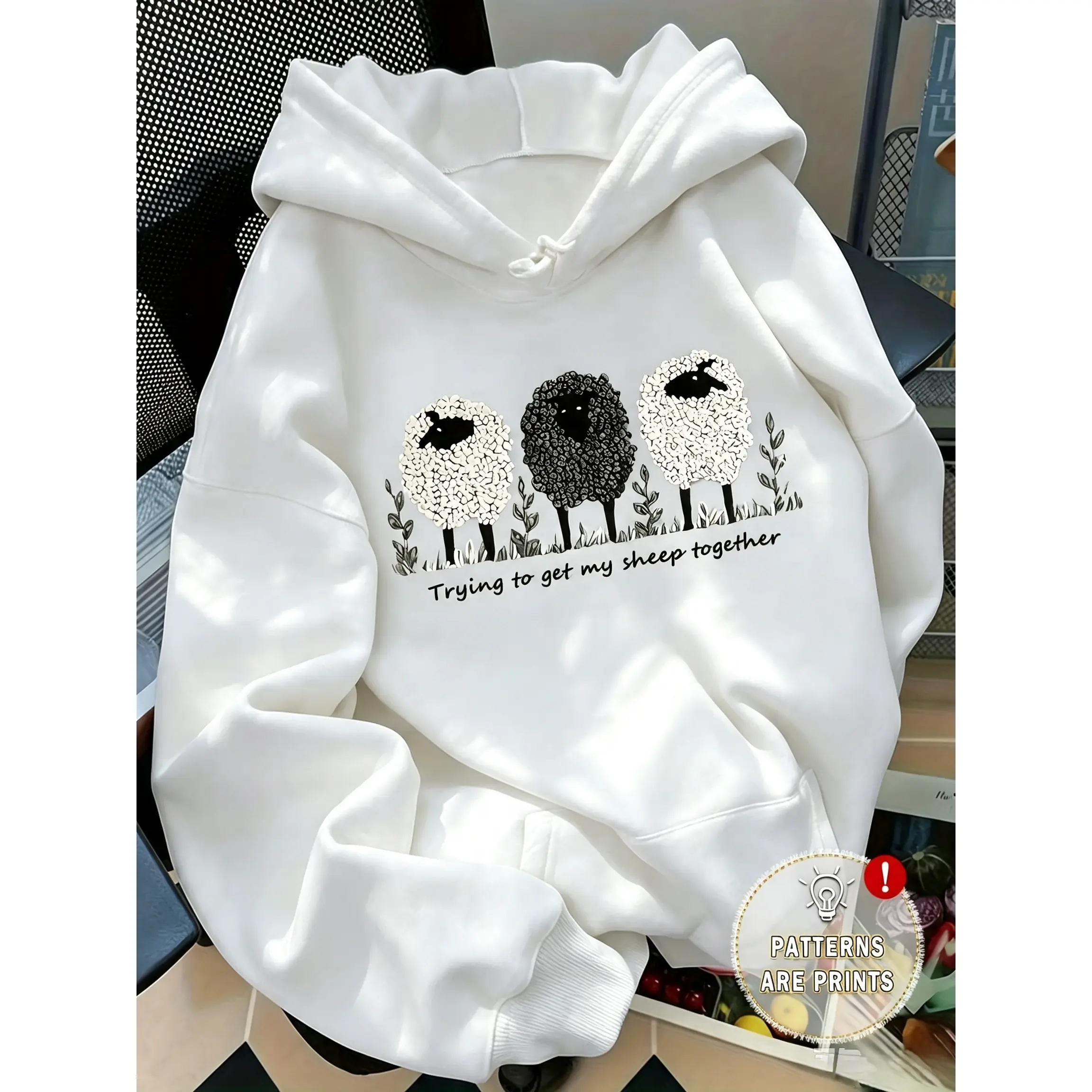 Women's Casual Round Neck Sweatshirt Cartoon Creative Sheep Pattern Print Regular Version Suitable For Autumn And Winter Seasons Women's Clothing