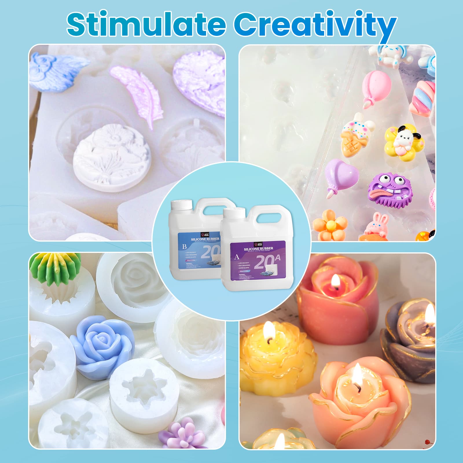 Silicone Mold Making Kit 72oz, 20A Non-Toxic Platinum Silicone Rubber for Mold Maker, Beginners, Ideal Liquid Silicone for Casting Resin, 3D Molds, 1:1 Mixing by Weight, Translucent - LET'S RESIN