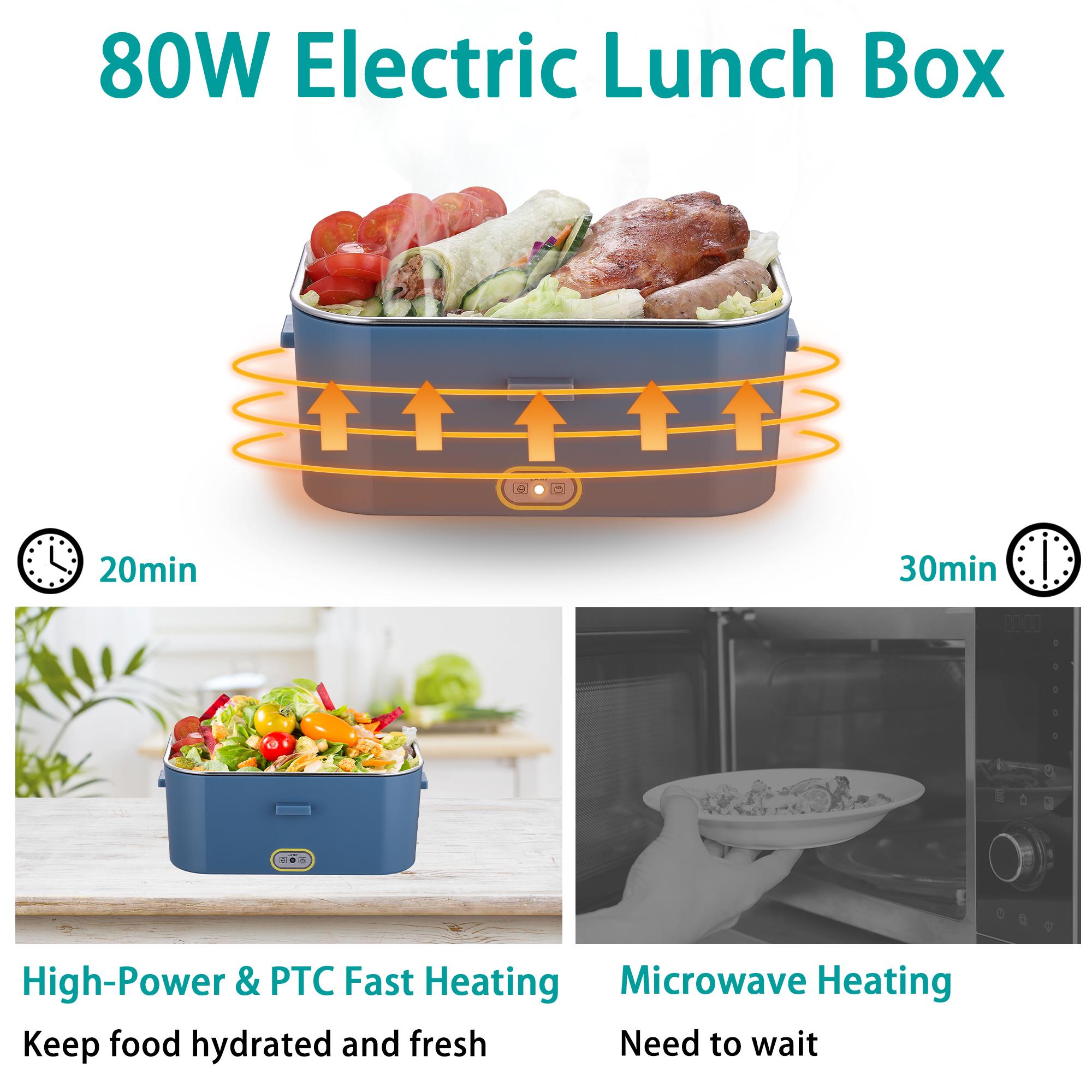 Nifogo Electric Lunch Box, 80W Food Heater 1,8L for Adults Portable Food Heater with Tableware and Lunch Bag, Car & Home Portable Electronic Food Heater for Home Office Travel