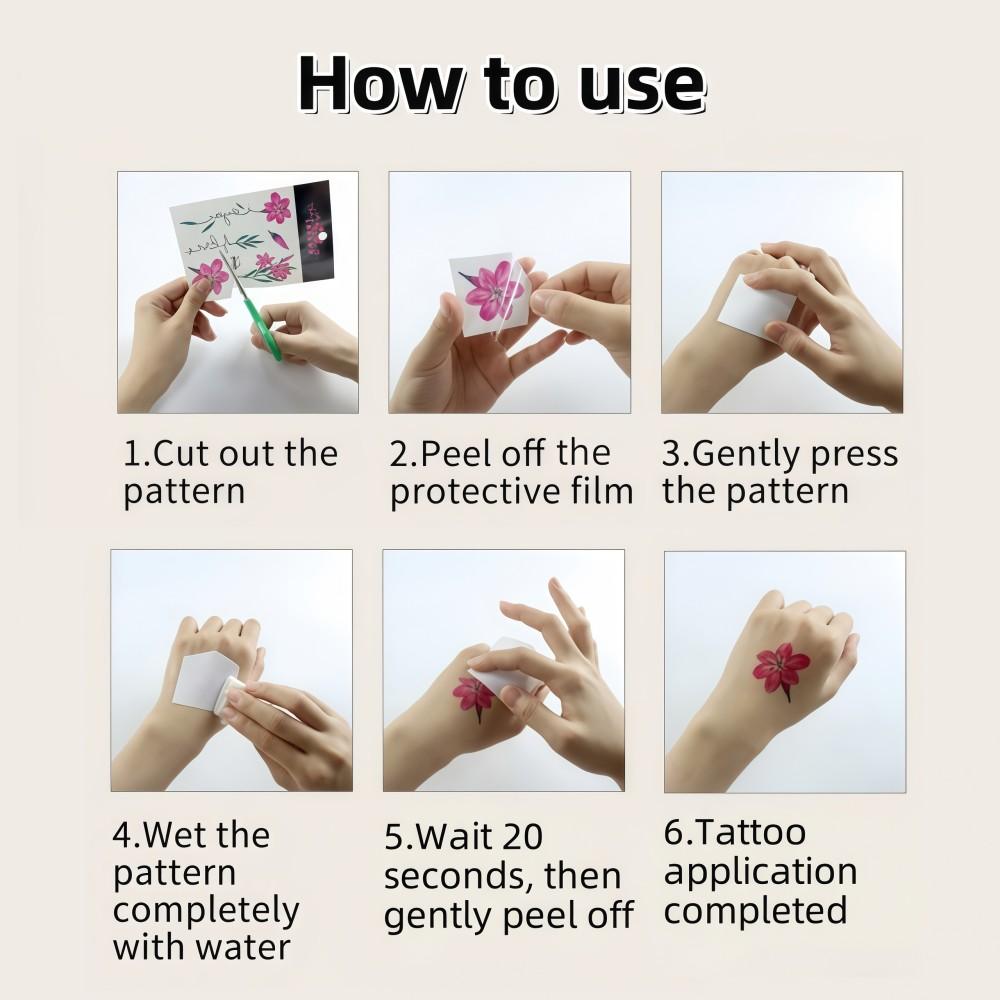 12Pcs Waterproof Sweatproof Temporary Tattoo Stickers, Cherry Blossom Butterfly Bird Branch Patterns, Sexy Cute Body Art Decals, Long Lasting 2-5 Days Body Decor for Festival Party Travel, Fit for Arm Shoulder Back Abdomen