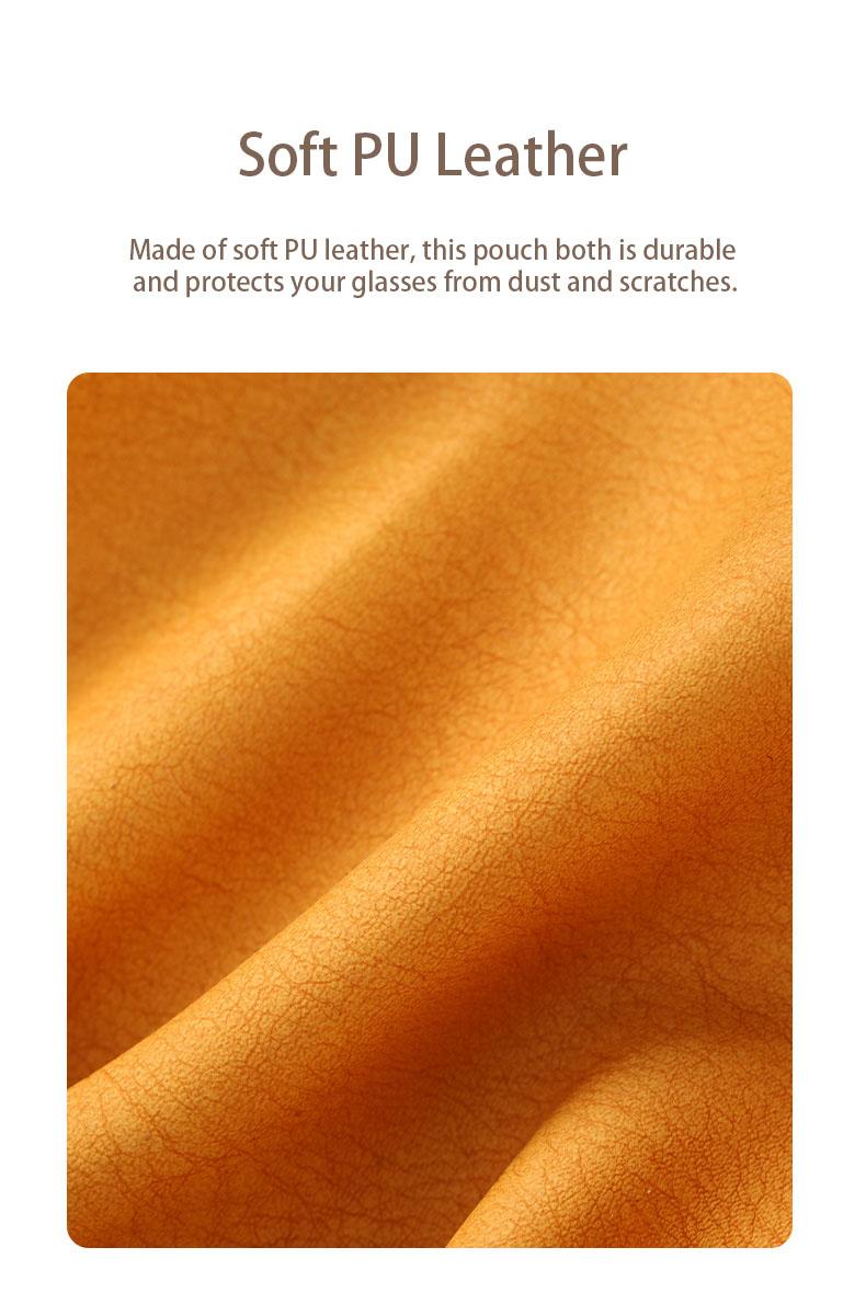 Leather Eyeglasses Cases PU Soft Sunglasses Pouch Squeeze Top Portable Glasses Cases for Men Women