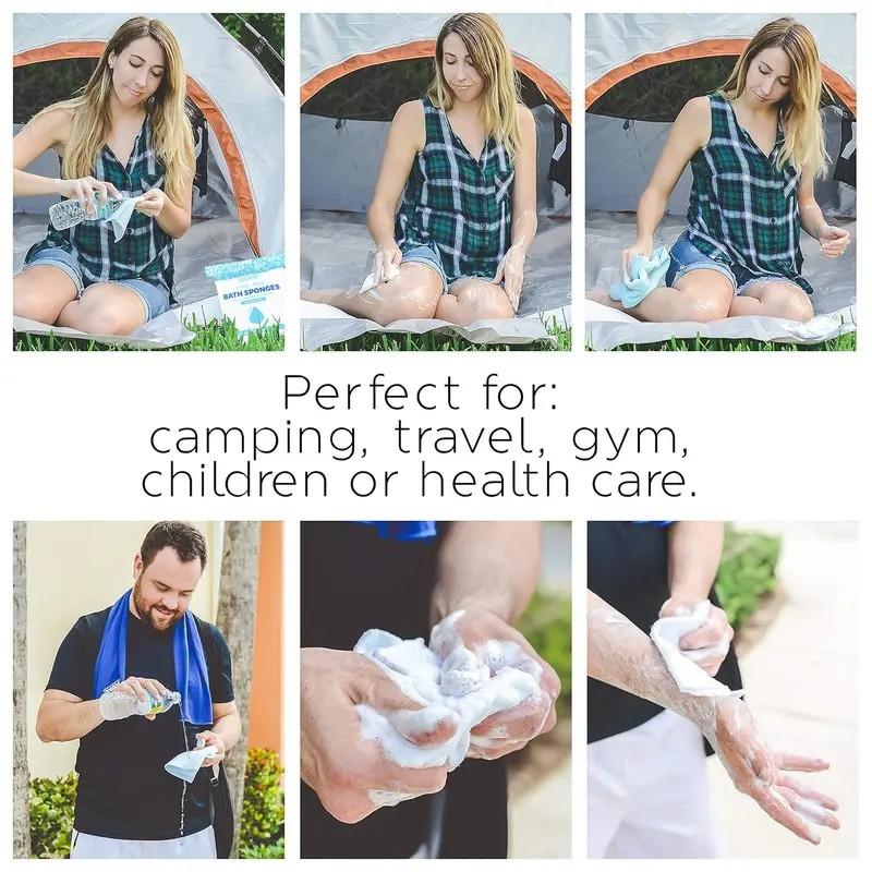 No-rinse Bath & Shave Wipes - Containing Soap & Shampoo - Hypoallergenic & pH Balanced - Suitable for Post-Op, Seniors, Fitness, Camping, Travel - Just Wet, Lather, and Dry - Post Surgery Wipes