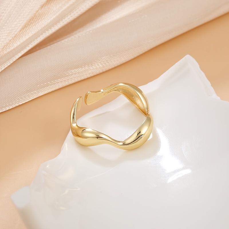 [Gold Open Ring] 18K Gold Plated Irregular Wave Open Ring | Adjustable Delicate Jewelry For Women Girls | Wedding Engagement Party Decor Gift