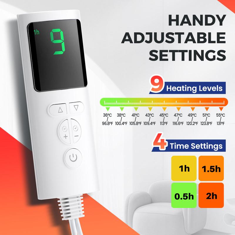 Heated Foot Warmer Pad, 9 Temperature Settings, 4 Timer Modes, Ultra-Soft Microfiber Electric Blanket, Multi-Functional Office Winter Heating Mat, Us Plug,,Heating Pad