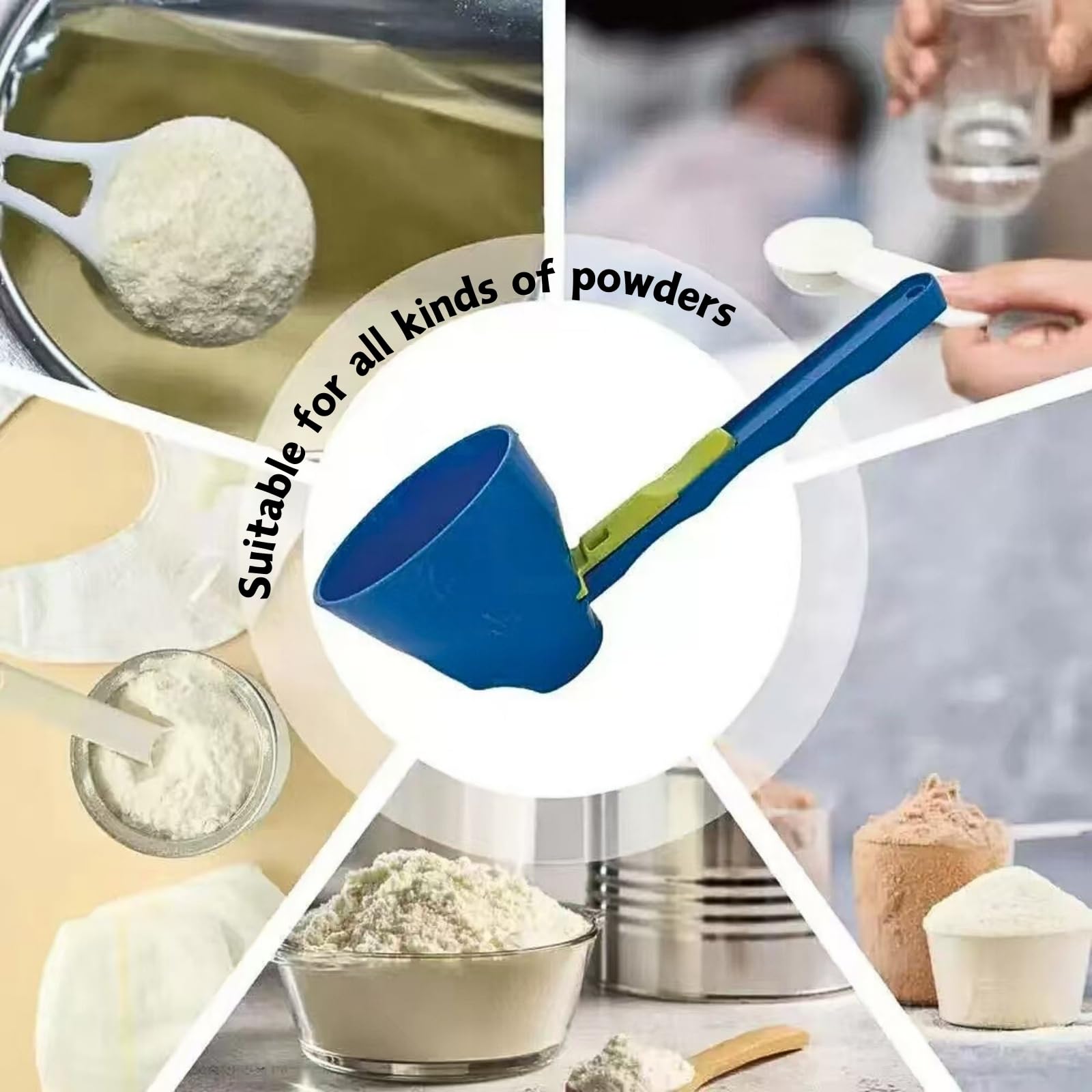 Measuring Spoon Funnel Set, 2 Counts/set Spill Proof Portable Measuring Spoon Funnel, Kitchen Measuring Tool for Protein Powder, Coffee, Milk Powder