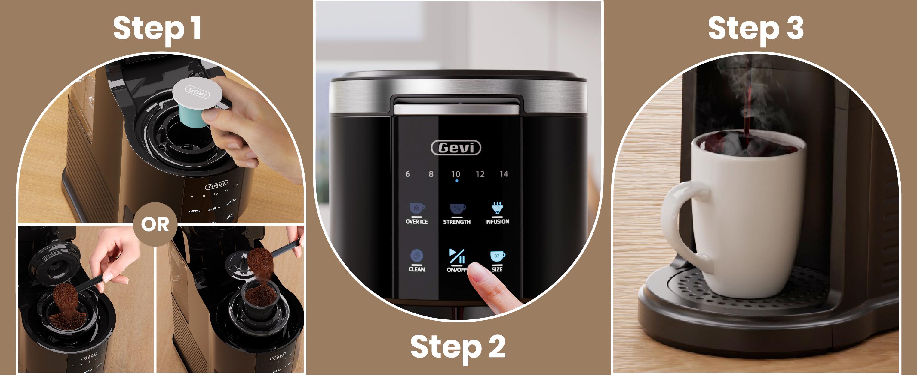 【Springtok】Gevi EzPod Single Serve Coffee Maker – Compact & Portable, Compatible with Pods & Ground Coffee, 40 oz Reservoir, Iced Coffee Maker, Black 【Springtok】Gevi EzPod Single Serve Coffee Maker – Compact & Portable, Compatible with Pods & Ground Coffee, 40 oz Reservoir, Iced Coffee Maker, Black