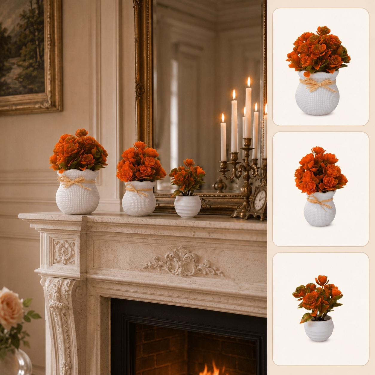 3pcs Autumn Artificial Plants Set, Mixed Sizes, Perfect for Harvest Festival, Halloween, Christmas, Fall Parties, Home Decor