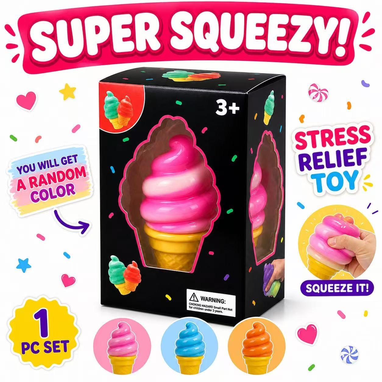 1/3/6/9PCS Ice Cream Squishy Toy Set – Super Soft Squeeze Fidget, Squishy Fidgets, Soft Sensory Squishies, Slow Rise Stress Relief Sensory Toy for Kids & Adults, Cute Desk Toy, Party Favor Gift