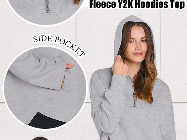 ANRABESS Womens Oversized Hoodie Quarter Zip Sweatshirts 2025 Winter Everyday Tunic Pullover Top Trendy Teen Girls Preppy Comfort Zipper Clothes