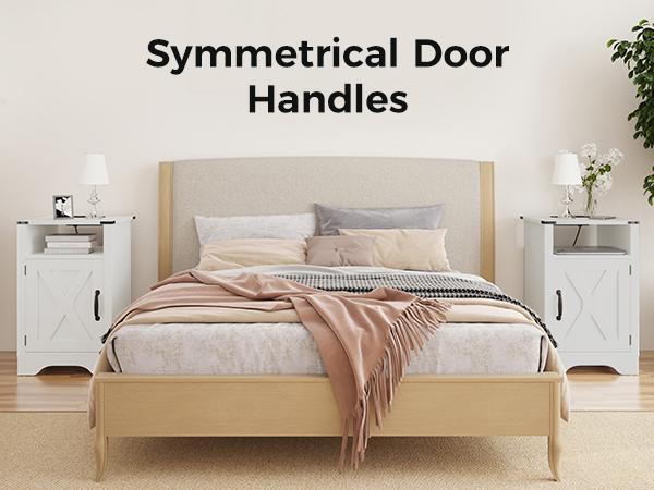 RoyalCraft Large Nightstand with Charging Station, White End Table with Drawer, Tall Bedside Table with Large Storage Room and Shelf, Wooden Table for Bedroom, Living Room